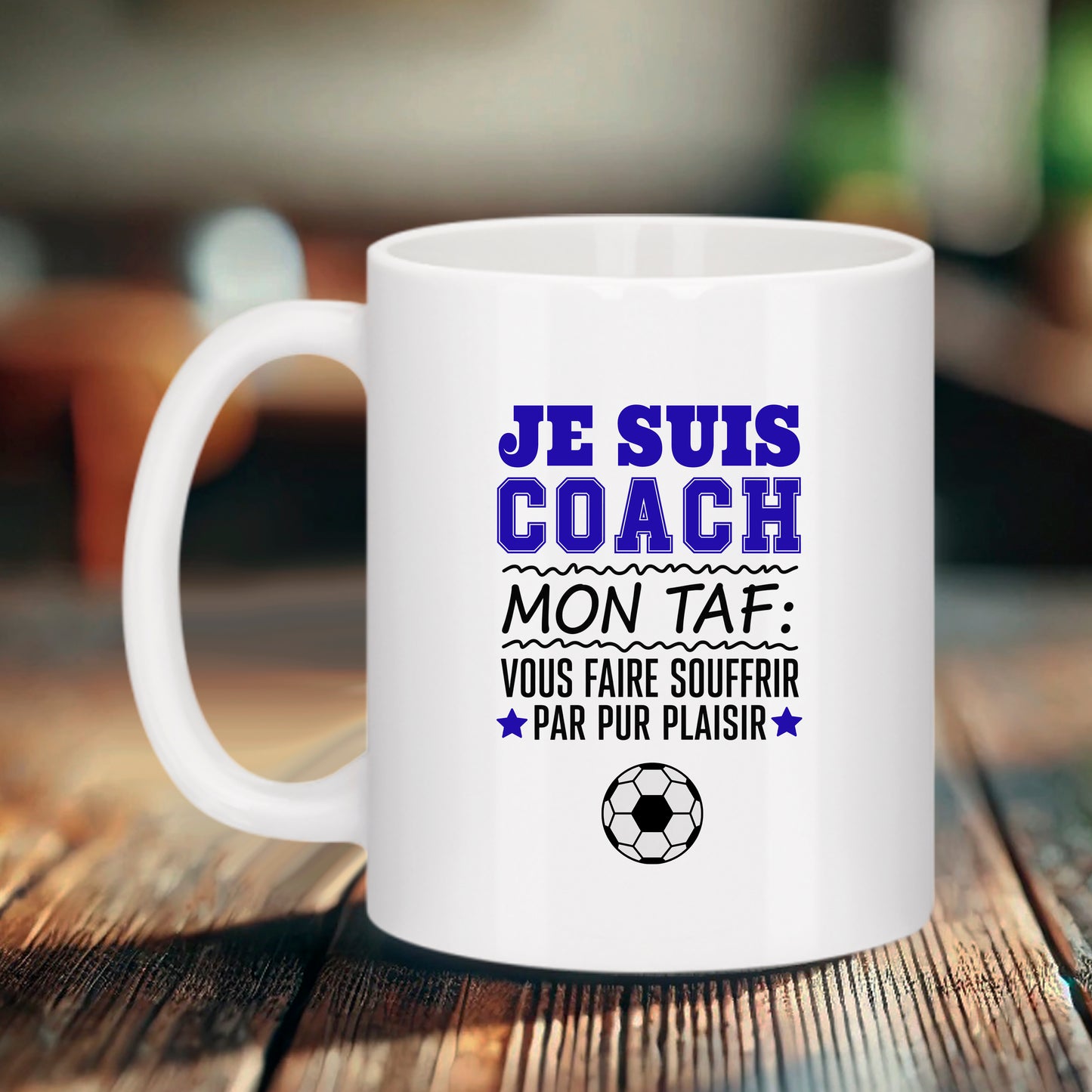 Mug Humour Sport – Je suis Coach, mon taf : vous faire souffrir – Bruhle