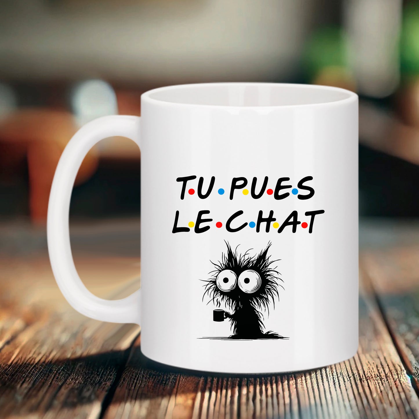 Mug Friends "Tu pues le chat" illustration chat noir – Mug humour série TV