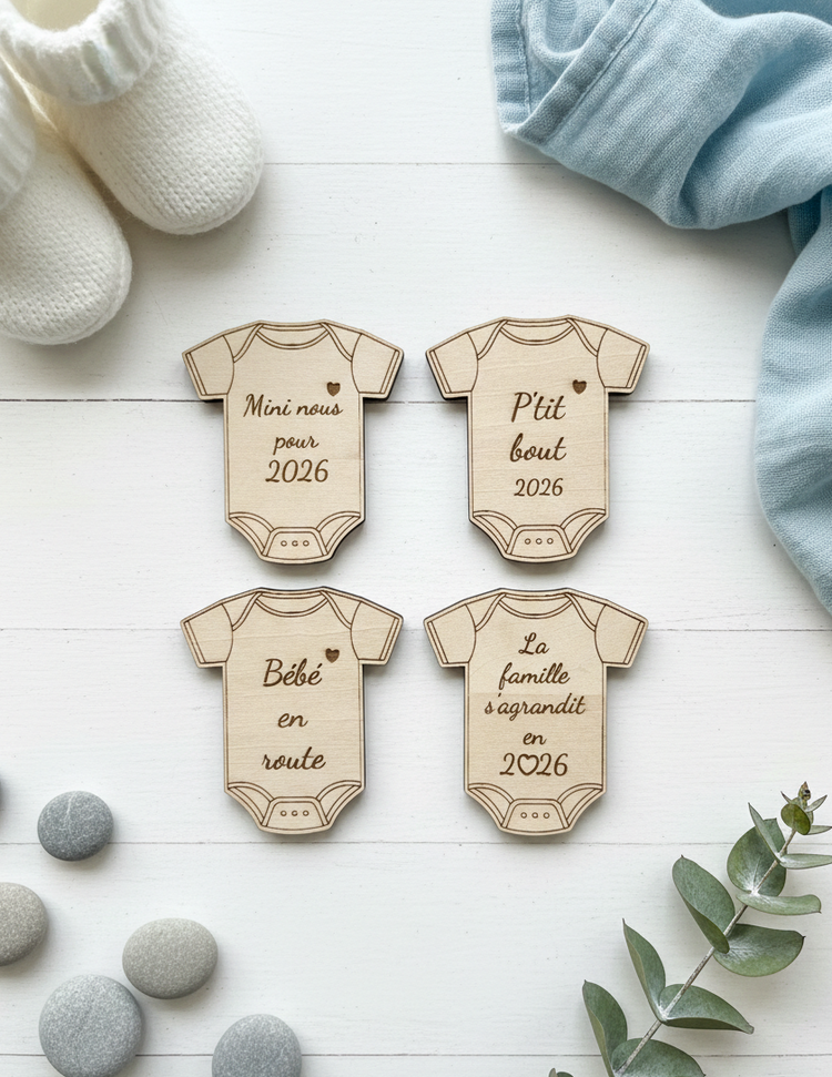 annonce de grossesse magnet en forme de body original personnalisable mignon