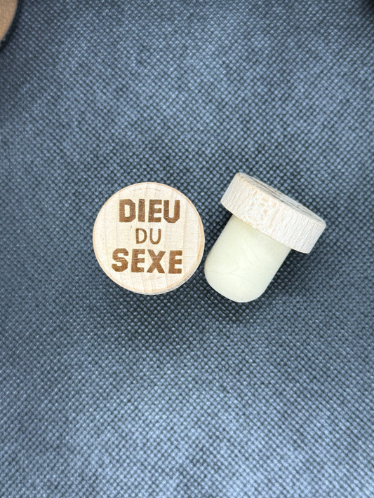Bouchon de vin gravé Dieu du sexe – Cadeau humoristique et audacieux