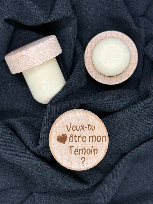 Bouchon de vin gravé Veux-tu être mon TÉMOIN ? – Cadeau original et personnalisé