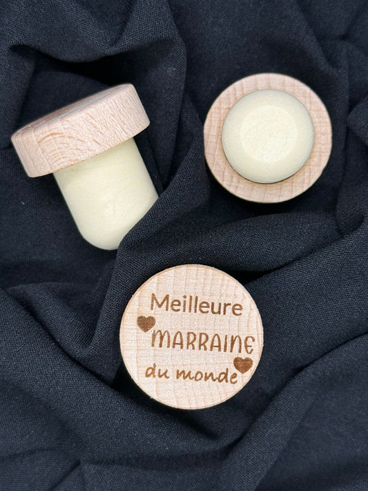 Bouchon de vin gravé Meilleure MARRAINE du monde – Cadeau personnalisé et affectueux