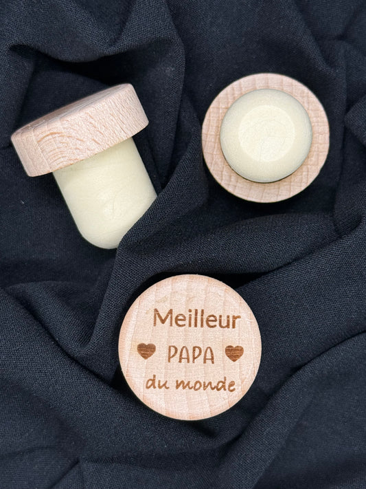 Bouchon de vin gravé Meilleur PAPA du monde – Cadeau personnalisé et affectueux