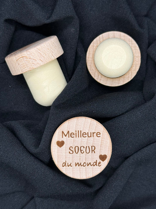 Bouchon de vin gravé Meilleure SOEUR du monde – Cadeau personnalisé et affectueux