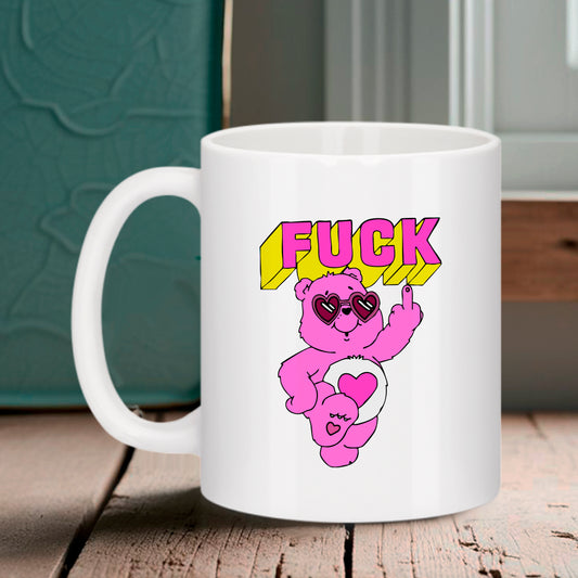Mug Humour Ours Rose "Fuck" | Cadeau Décalé & Insolent