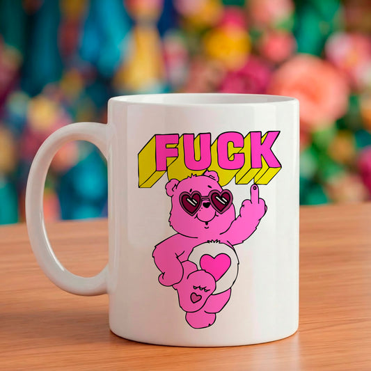 mug nounours rose fuck