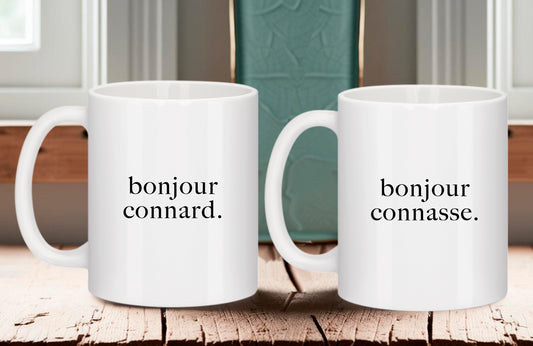 Lot de 2 mugs "Bonjour Connard" & "Bonjour Connasse" – Parce que l'amour, c'est aussi ça.