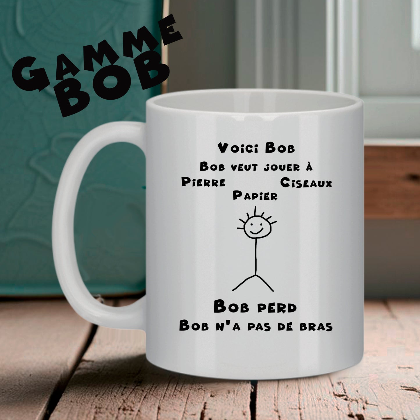 asse humour Bruhle avec Bob essayant de jouer à Pierre-Papier-Ciseaux : "Bob veut jouer à Pierre Papier Ciseaux... Bob perd".