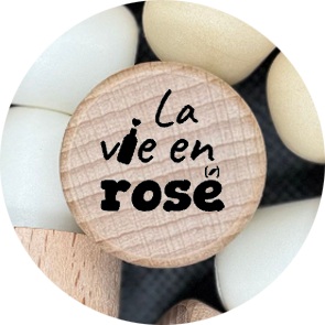 bouchon en bois gravé la vie en rosé idéal cadeau 
