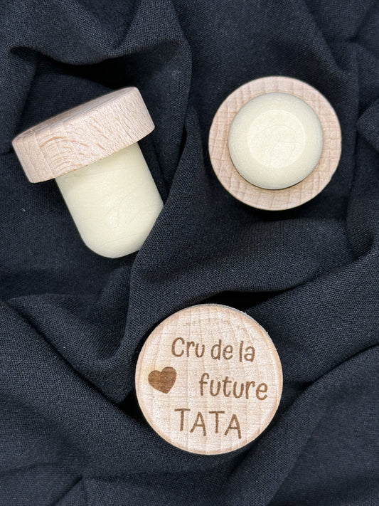 Bouchon de vin gravé Cru de la future TATA – Cadeau affectueux et original