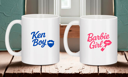 Lot de 2 mugs "Ken Boy" & "Barbie Girl" – Duo stylé, duo assumé