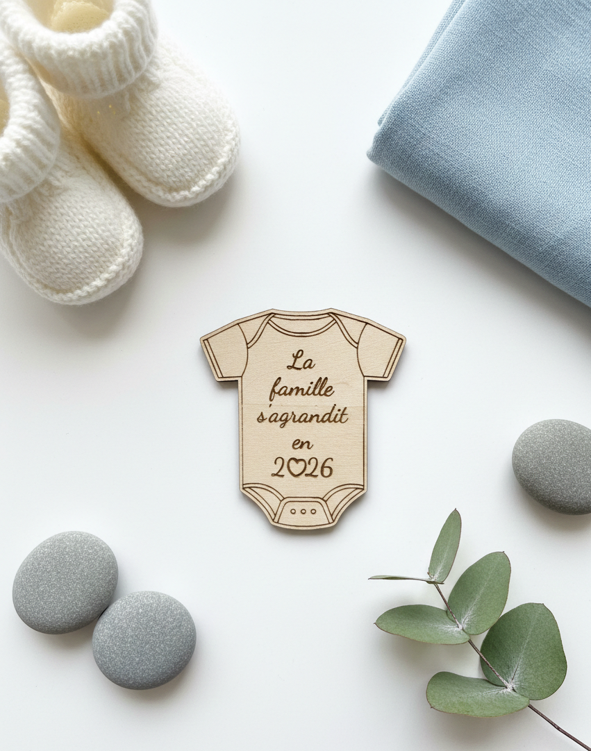 Magnet Bois Annonce Grossesse – Collection Body Bébé – 4 Modèles au Choix