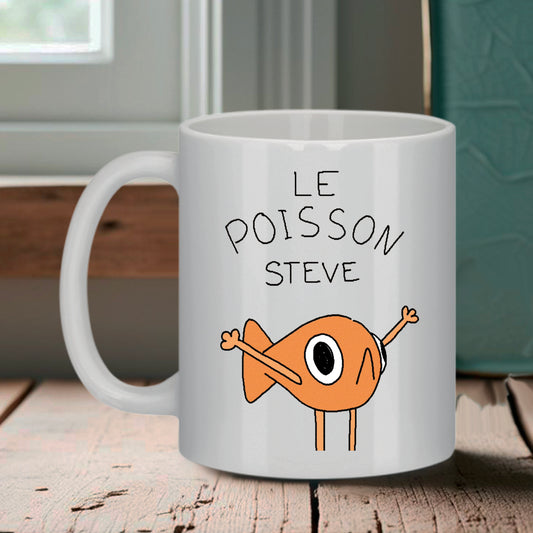 Mug Poisson Steve – Tasse Mème Culte et Absurde en Céramique (325 ml)