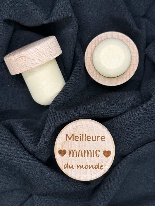 Bouchon de vin gravé Meilleure MAMIE du monde – Cadeau personnalisé et affectueux