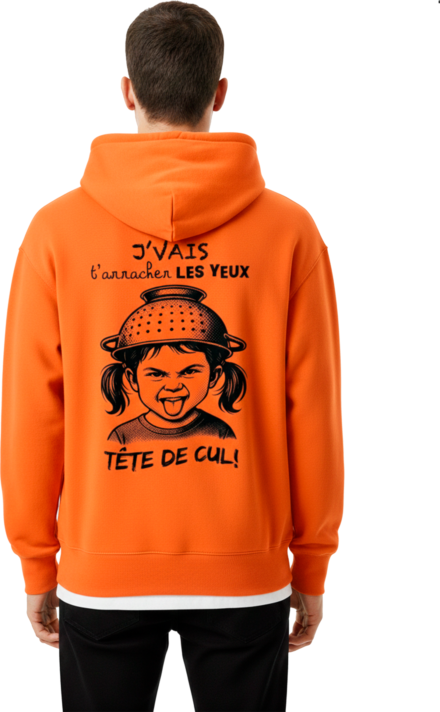 Hoodie Orange "Tête de Cul"