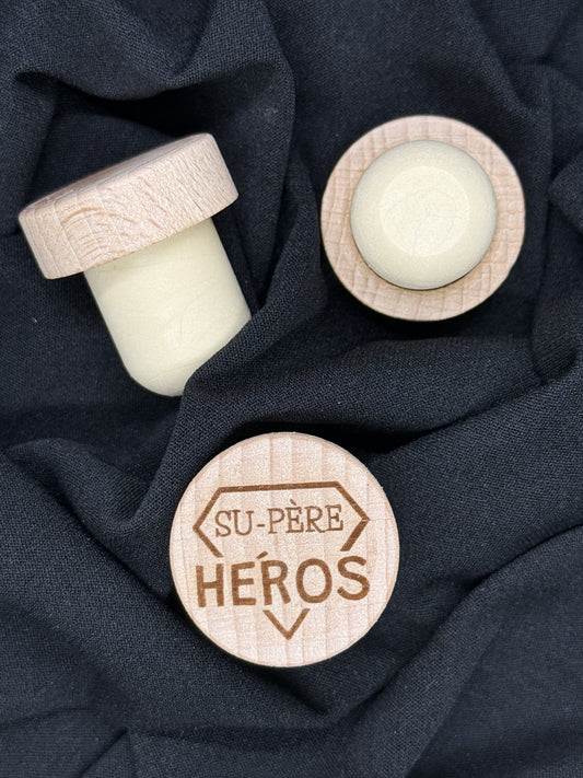 Bouchon de vin gravé Su-Père Héros – Cadeau personnalisé pour papa