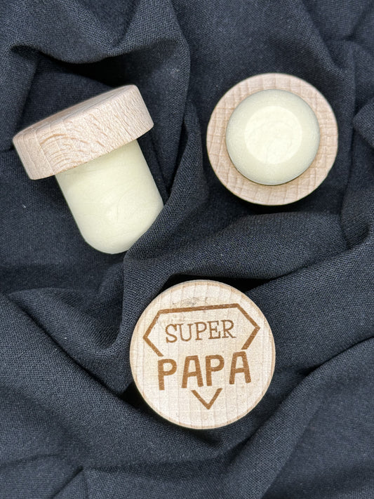 Bouchon de vin gravé Super PAPA – Cadeau personnalisé et original